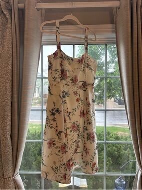 Floral Cream Sundress with Pink Blooms